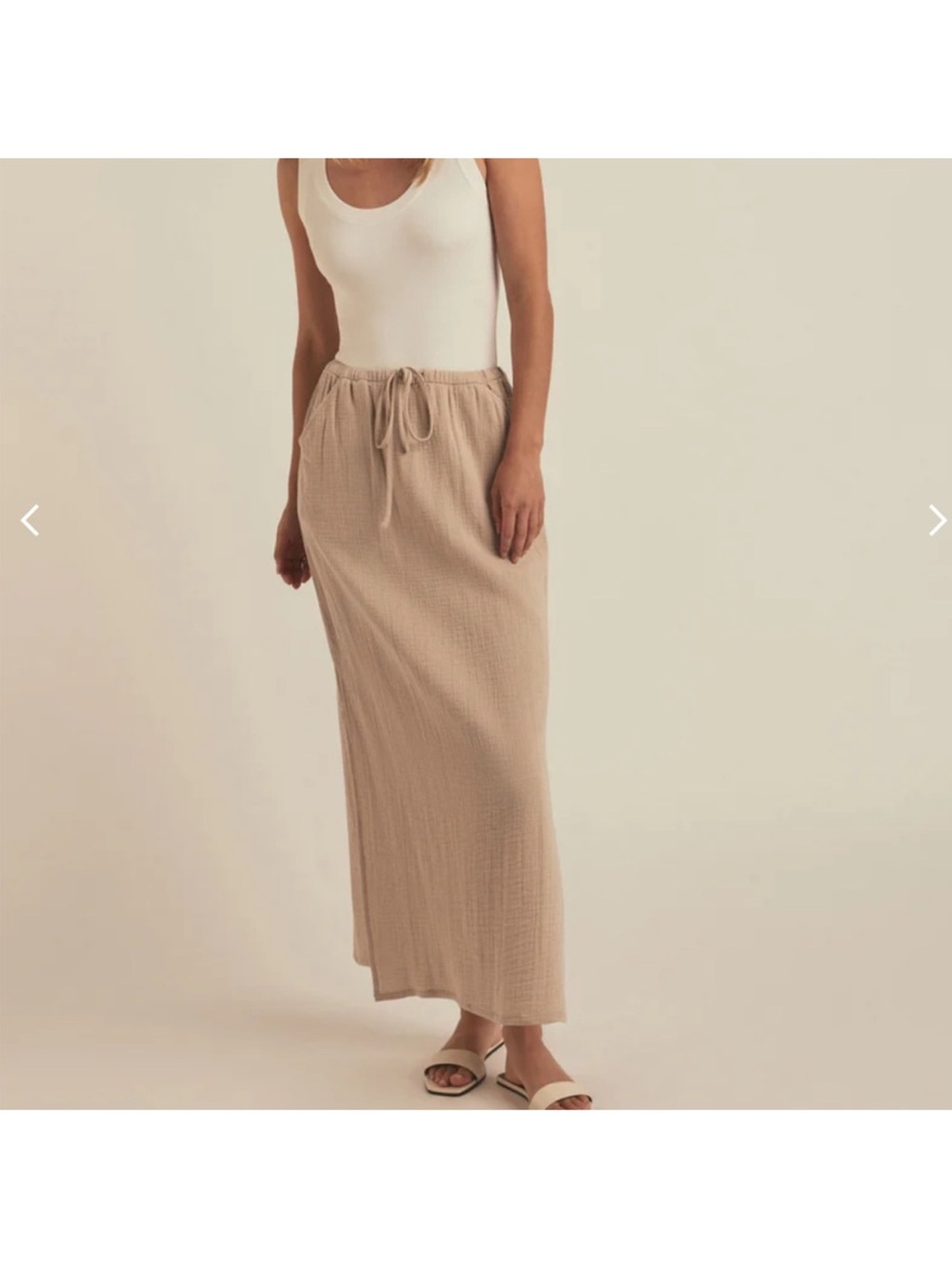 NWT Favorite Daughter Beige Cotton Gauze Slit Maxi Skirt M